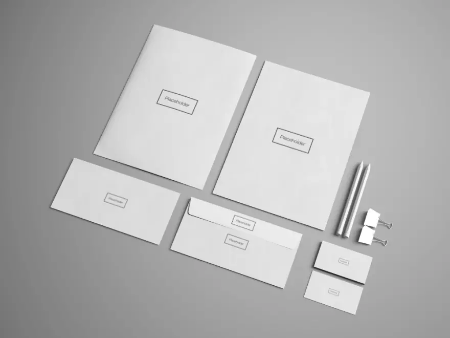 Download Stationery items PSD mockup