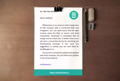 Document PSD mockup with clip