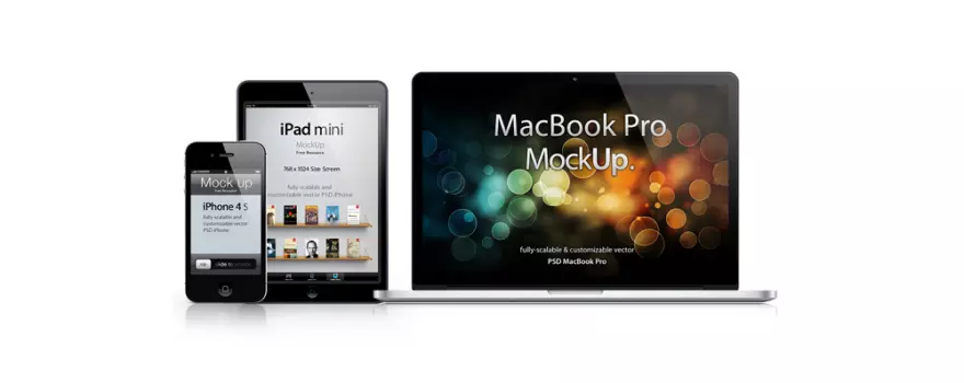 Download PSD mockup macbook, ipad, iphone
