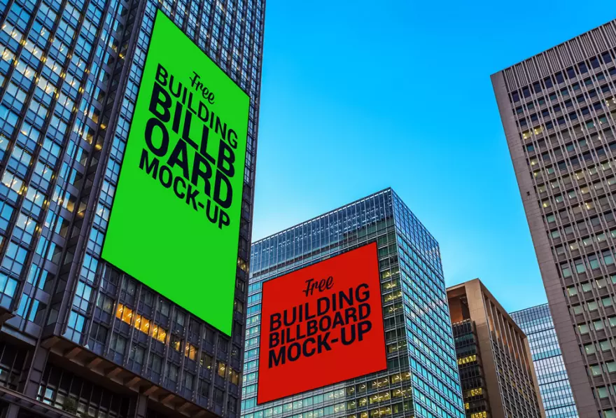 Download Billboards on buildings PSD mockup