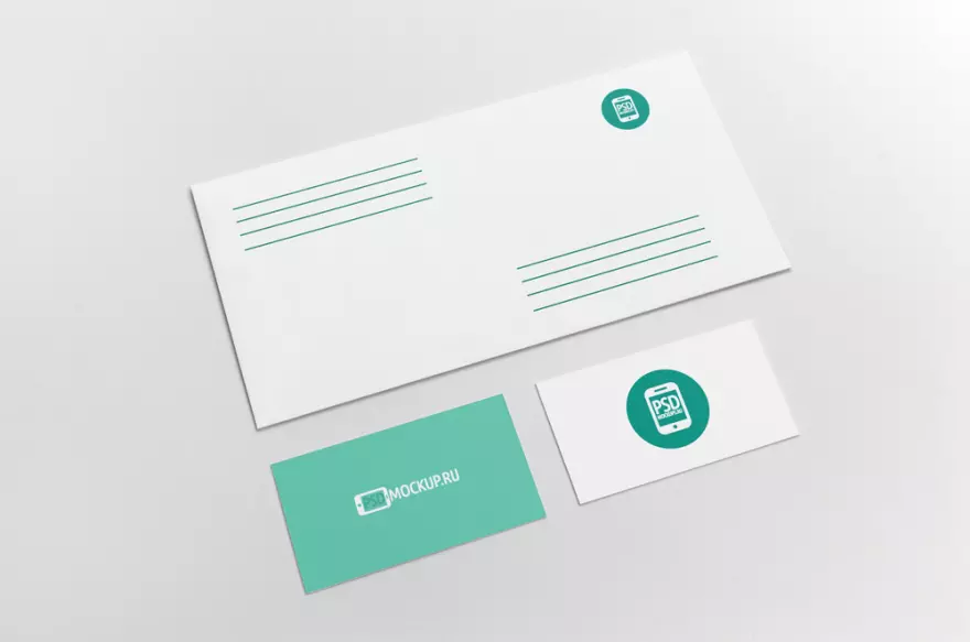 Download Envelope with business cards PSD mockup