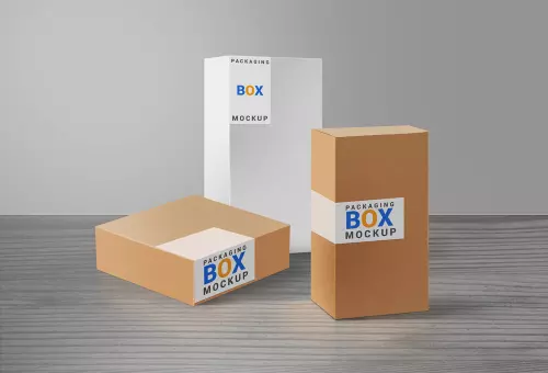 Three boxs PSD mockup