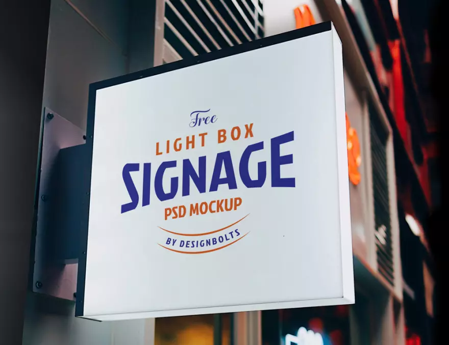 Download Light signboard mockup PSD