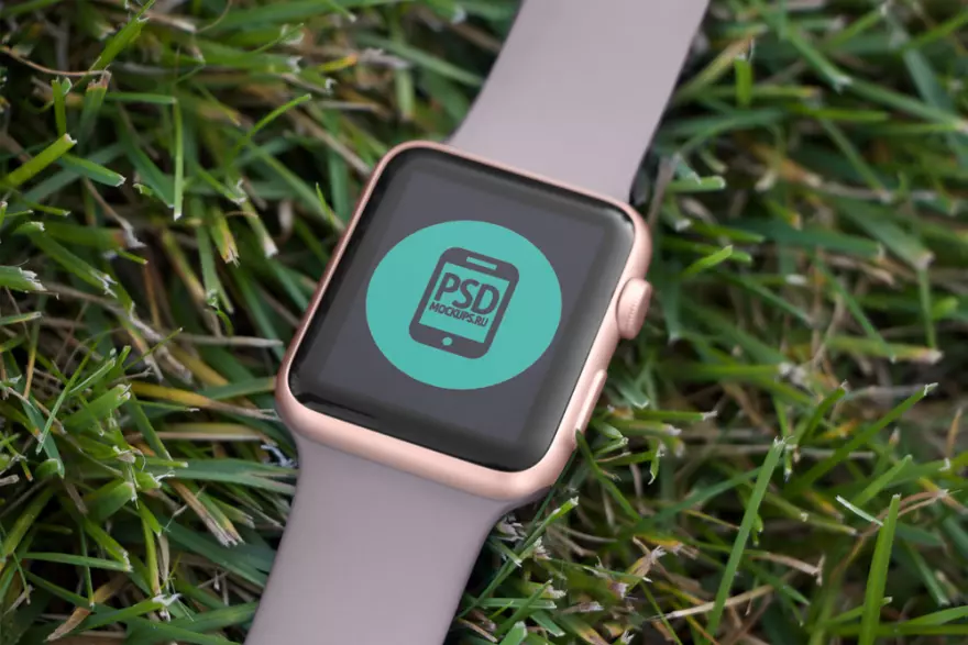 Download Watch PSD mockup in a grass