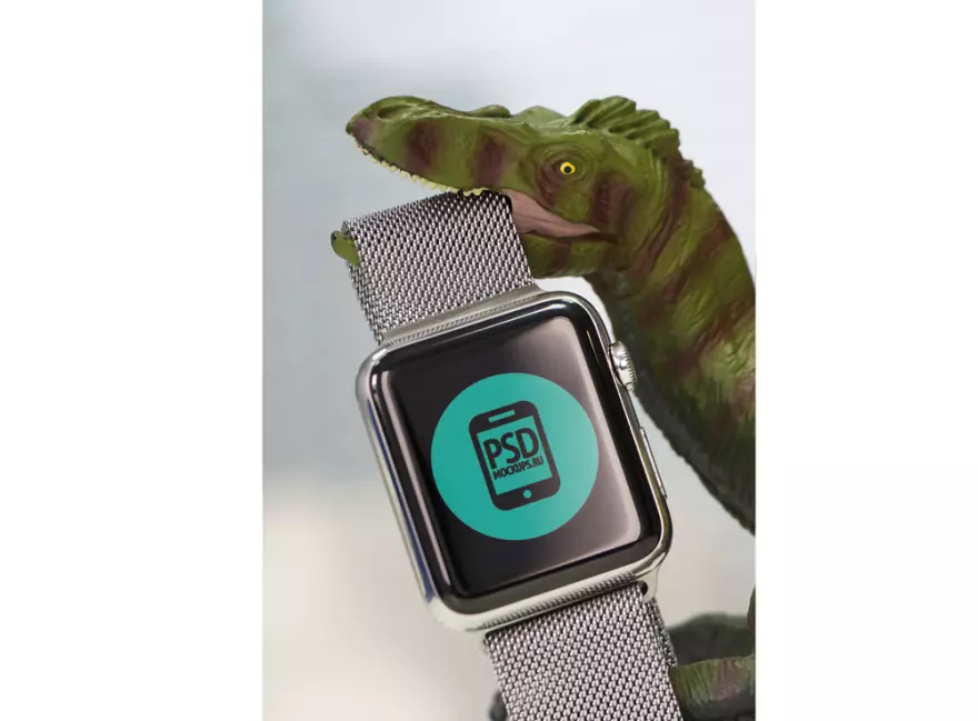 Download Watch PSD mockup with dinosaur