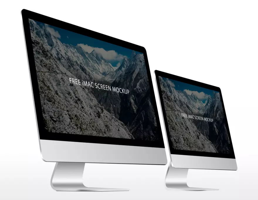 Download Two iMacs rotated PSD mockup