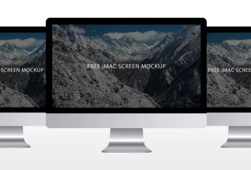 Three iMac PSD mockup