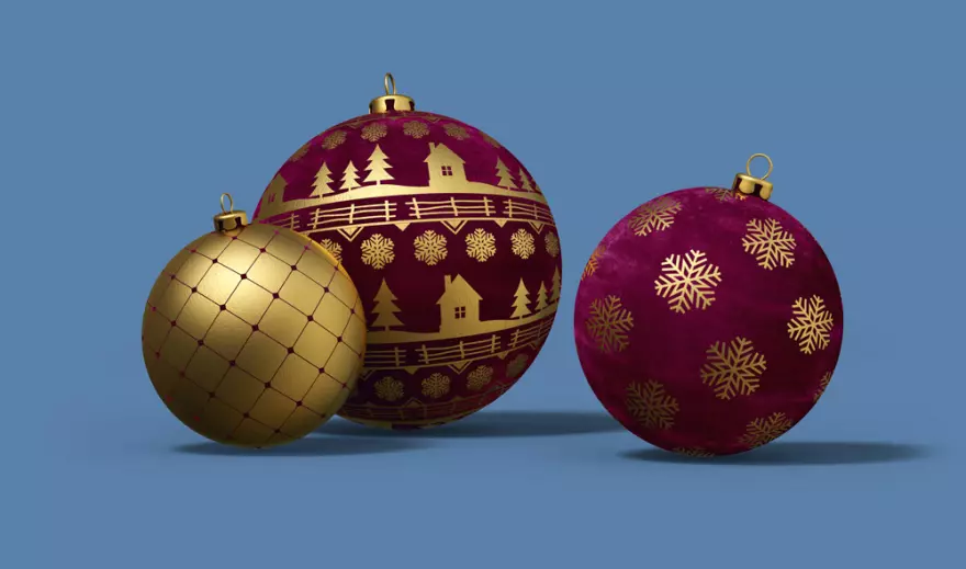 Download Three Christmas balls PSD mockup
