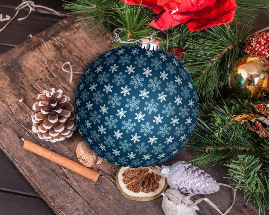 Download Christmas toy with a pattern PSD mockup