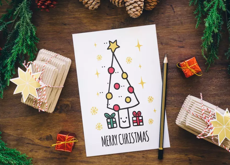 Download Merry Christmas postcards PSD mockup