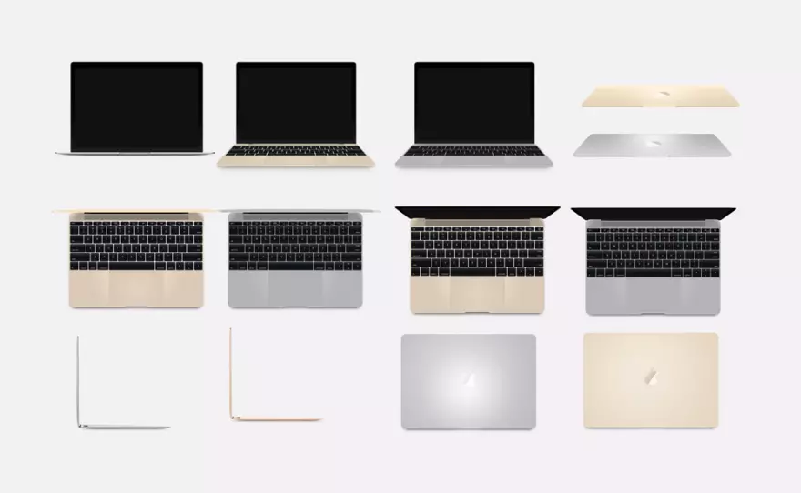 Download 16 macBook locations in one file PSD mockup