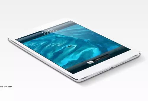 Blue pattern on tablet display PSD mockup
