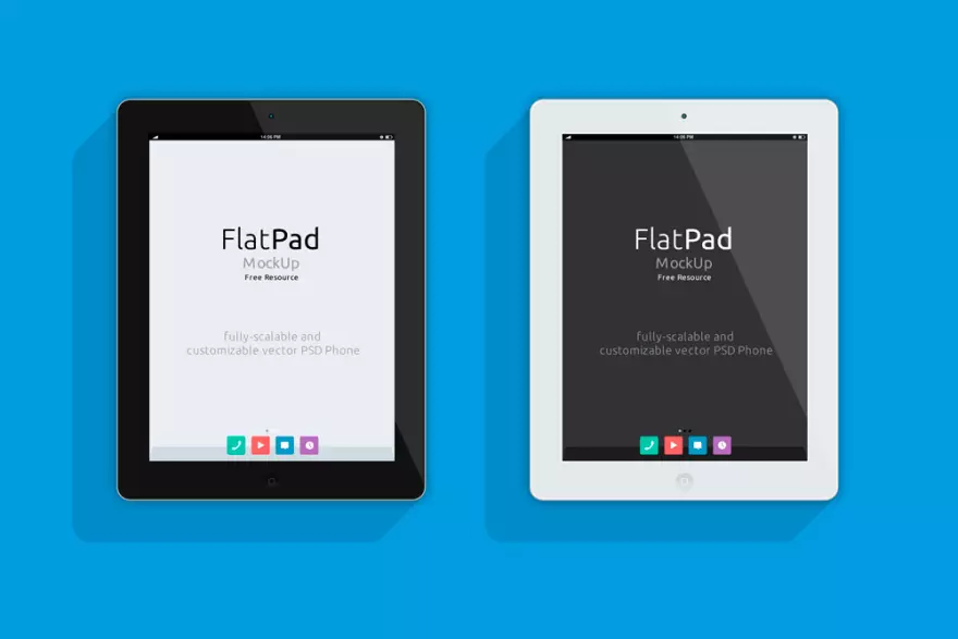 Download iPad and blue background PSD mockup