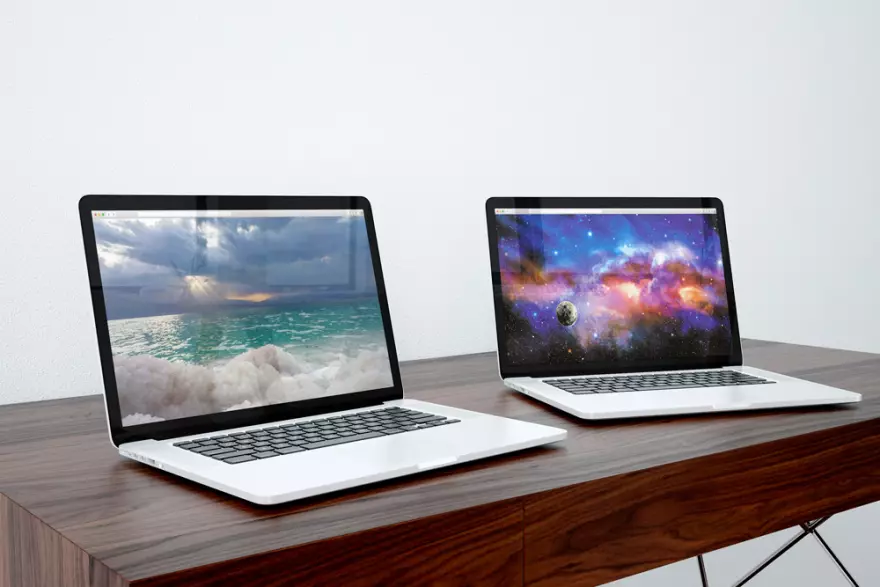 Download Two macBooks on the table (PSD mockup)
