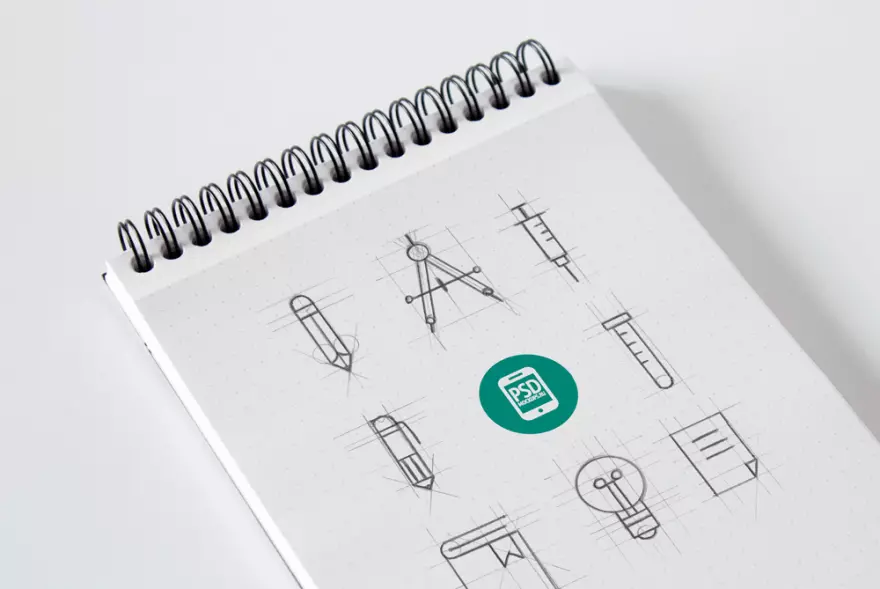 Download Notebook with blueprints PSD mockup