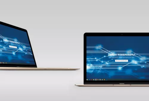 Laptop straight and turned PSD mockup