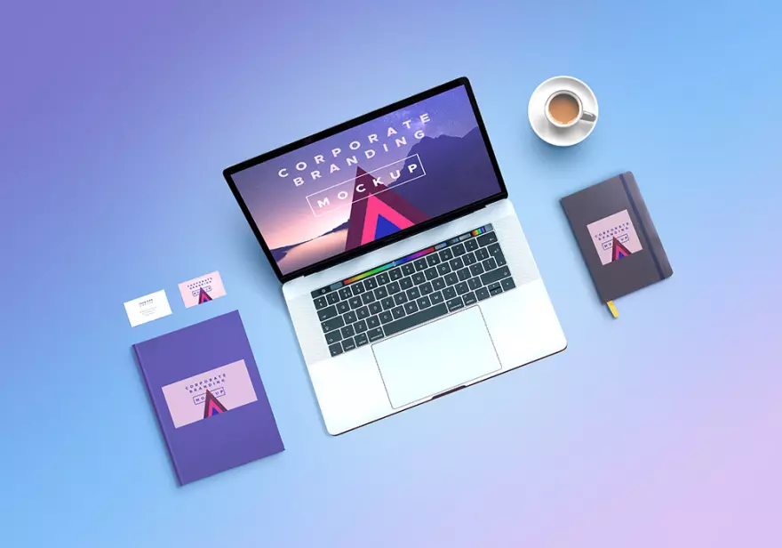 Download Laptop and notepads PSD mockup