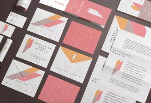 PSD mockup of envelopes and letters