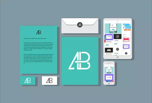 Brand identity for printing and website PSD mockup
