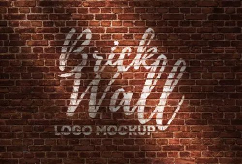 Logo on bricks PSD mockup