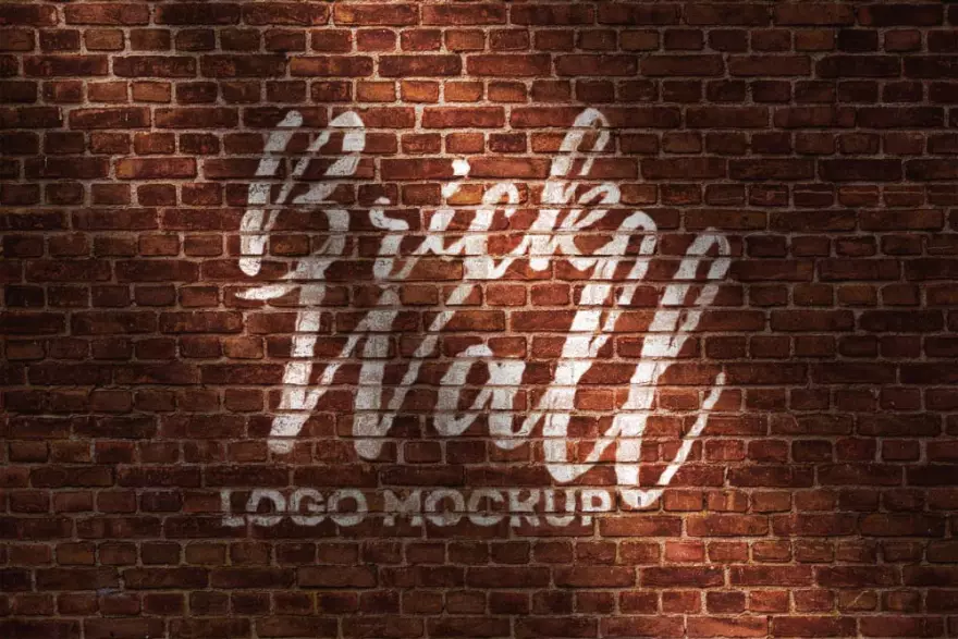 Download Logo on bricks PSD mockup