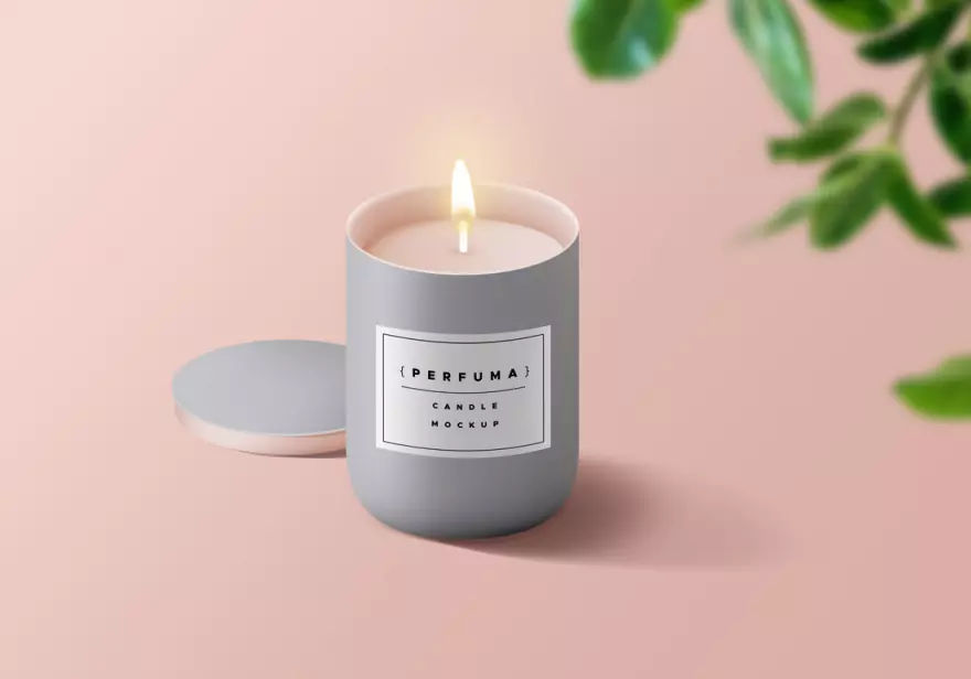Download Candle with logo PSD mockup