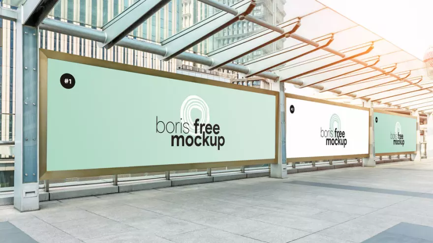 Download Free PSD mockup bus stop advertising poster