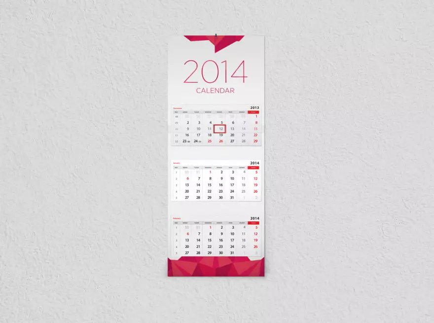 Download Vertical calendar PSD mockup