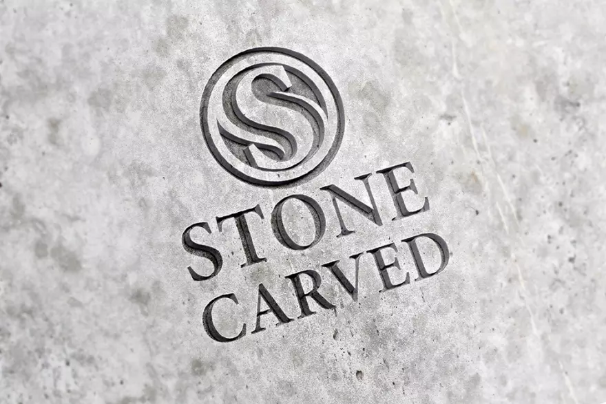 Download Logo carved in stone PSD mockup