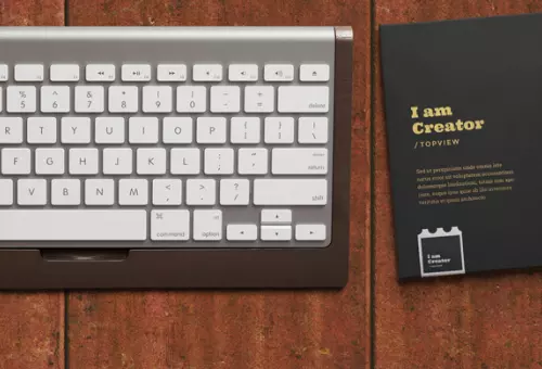 Keyboard and envelope PSD mockup