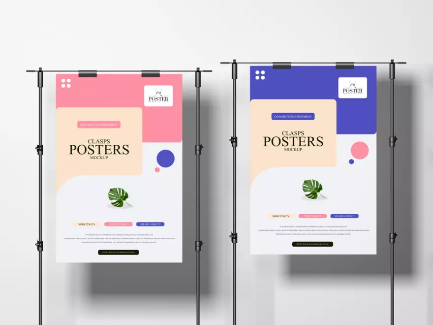 Download Posters in frames PSD mockup