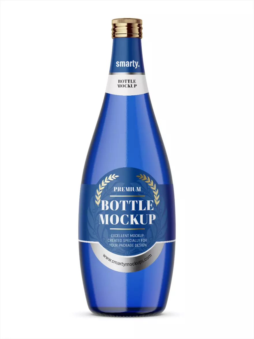Download Blue glass bottle mockup PSD
