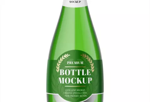 FREE green bottle PSD mockup