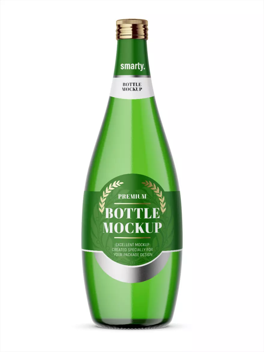 Download FREE green bottle PSD mockup