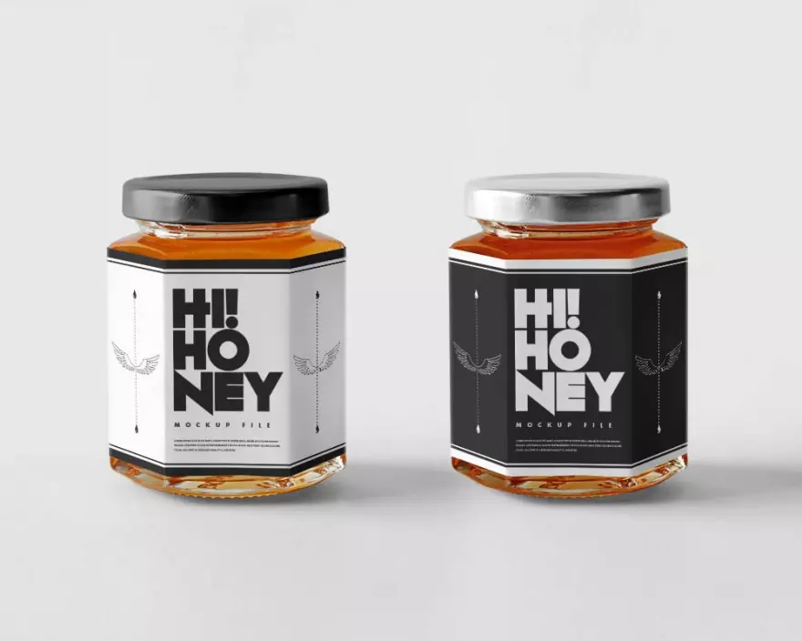 Download Two jars of honey PSD mockup
