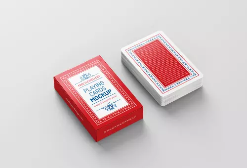 Box with playing cards PSD mockup