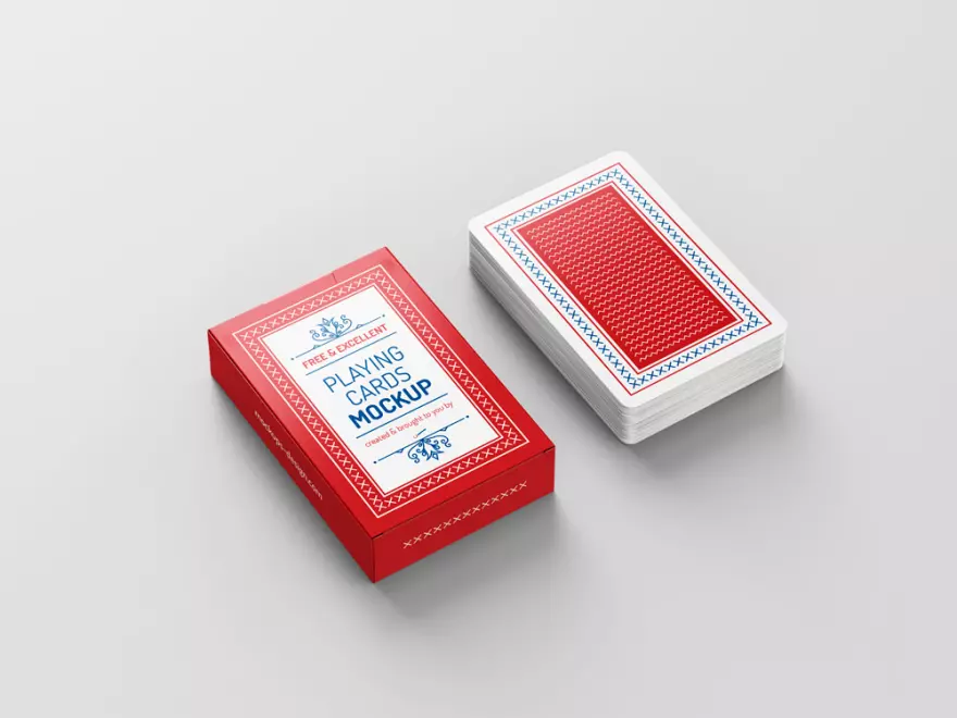 Download Box with playing cards PSD mockup