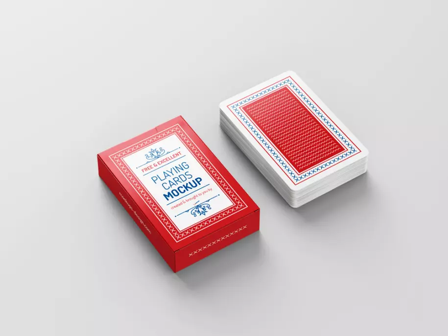 Box with playing cards PSD mockup