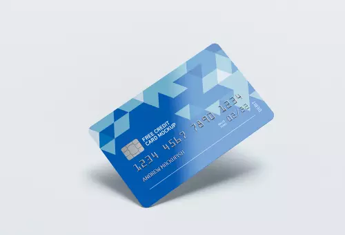 Blue plastic card PSD mockup