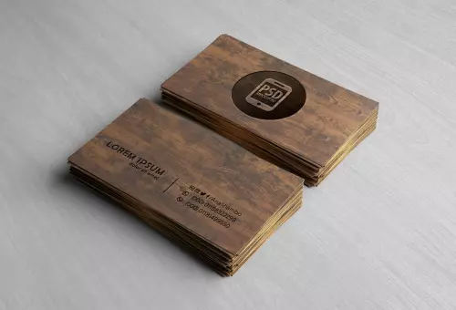 FREE wooden business card PSD mockup