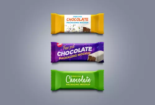 Three chocolate bars PSD mockup