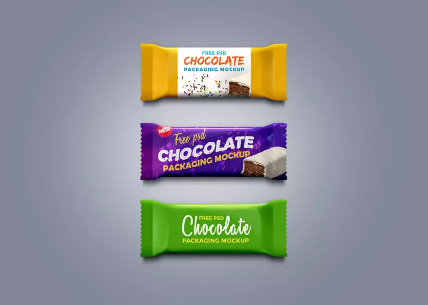 Download Three chocolate bars PSD mockup