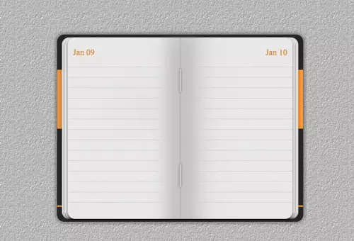 PSD mockup of an open diary