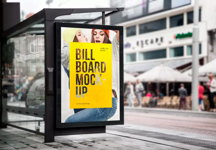 Download Bus stop poster PSD mockup