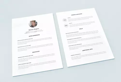 Two page resume PSD mockup