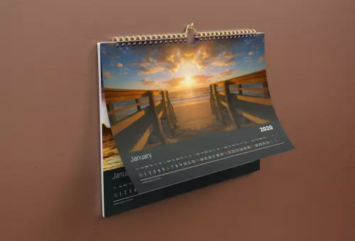 Free wall calendar PSD mockup