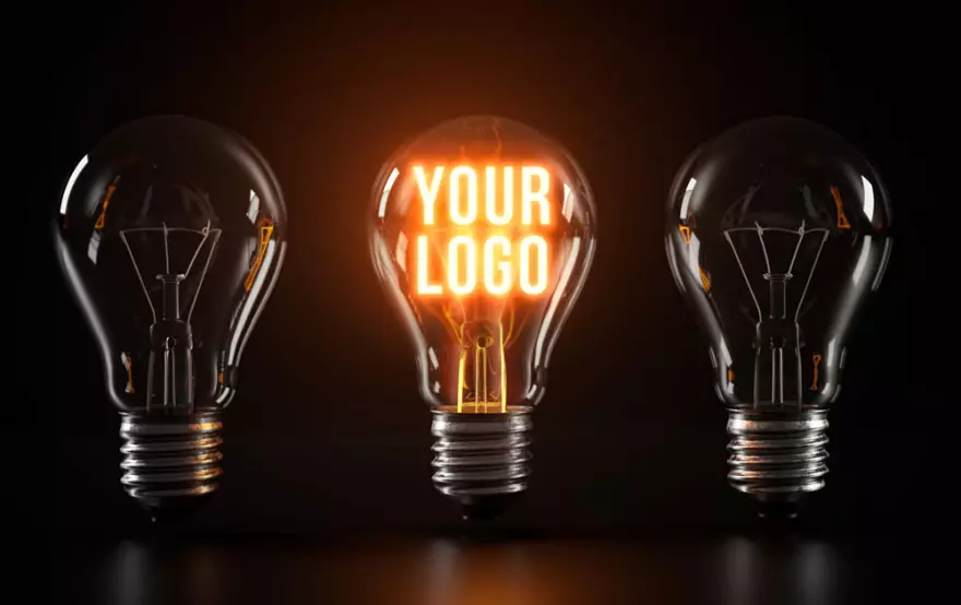 Download Lettering in a light bulb PSD mockup
