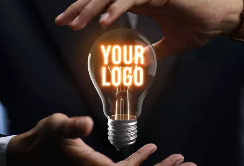 Glowing logo PSD mockup