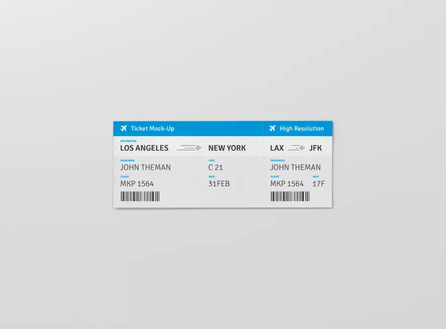 Download Airplane ticket PSD mockup