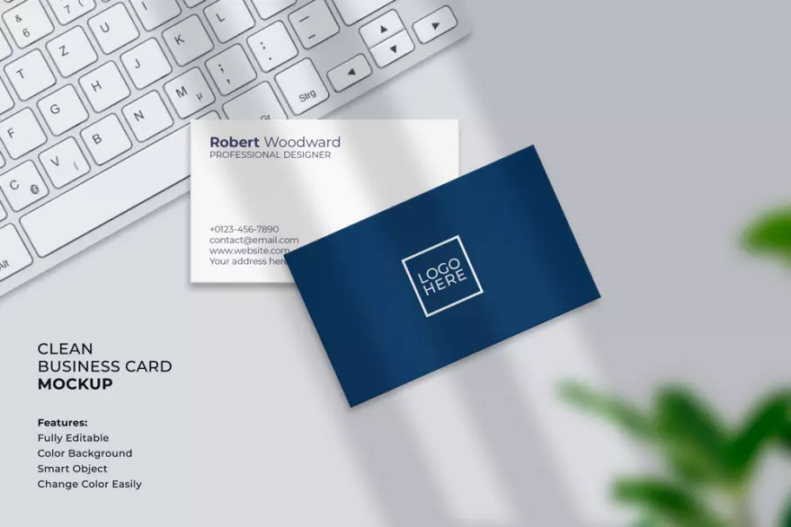 Download Blue and white business cards PSD mockup